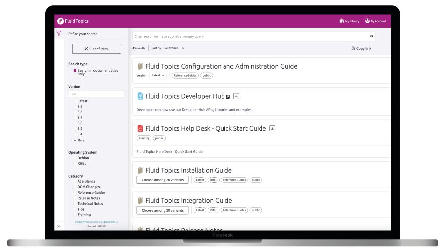 screenshot of Fluid Topics